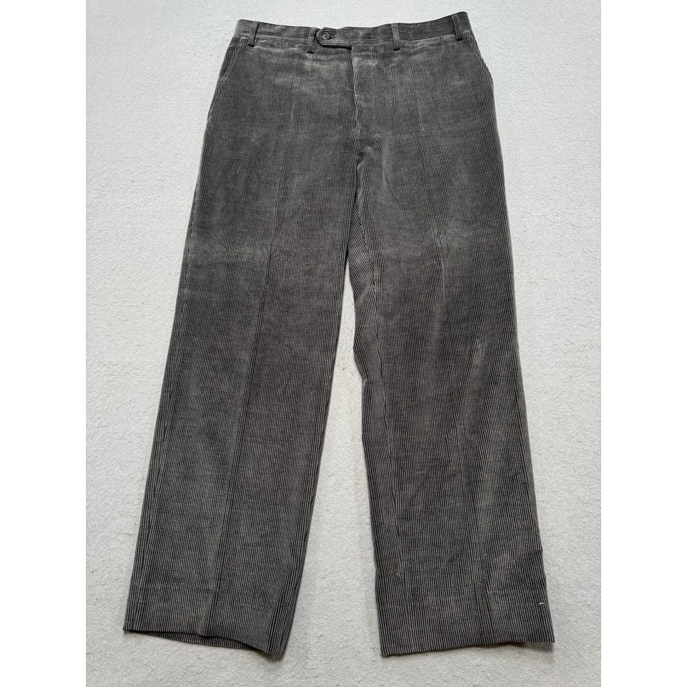 Canali Pants Men's 33x30 Charcoal Gray Corduroy Straight Leg Classic Italy